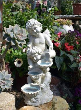 美式花乡村古园庭院园林景观树脂饰天使101-1摆件雕塑店复铺客厅