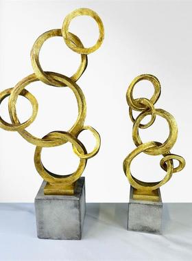 现代简约几何1公抽象环摆件圆家居饰品线条创意办桌客厅装饰摆面