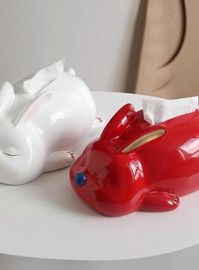 红创意兔子抽纸巾盒摆件WDB纸盒客厅家用餐桌面茶几卧室可爱网装