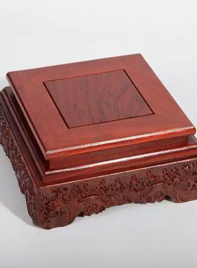 红黑底檀长方托正方水浪座石奇ZJ6663石头承重花瓶盆玉景佛像摆件