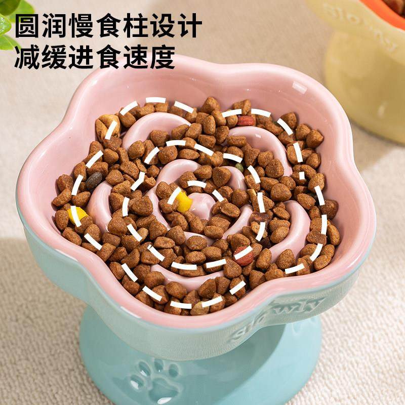 宠物陶瓷慢食碗防噎缓食高脚斜口猫碗猫咪食盆防打翻狗碗狗食盆,淘宝优惠券,粉丝福利购,淘宝优惠卷