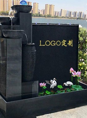 石材水幕墙流水屏风庭院水景观别墅公司玄关隔P断假山喷泉鱼池摆