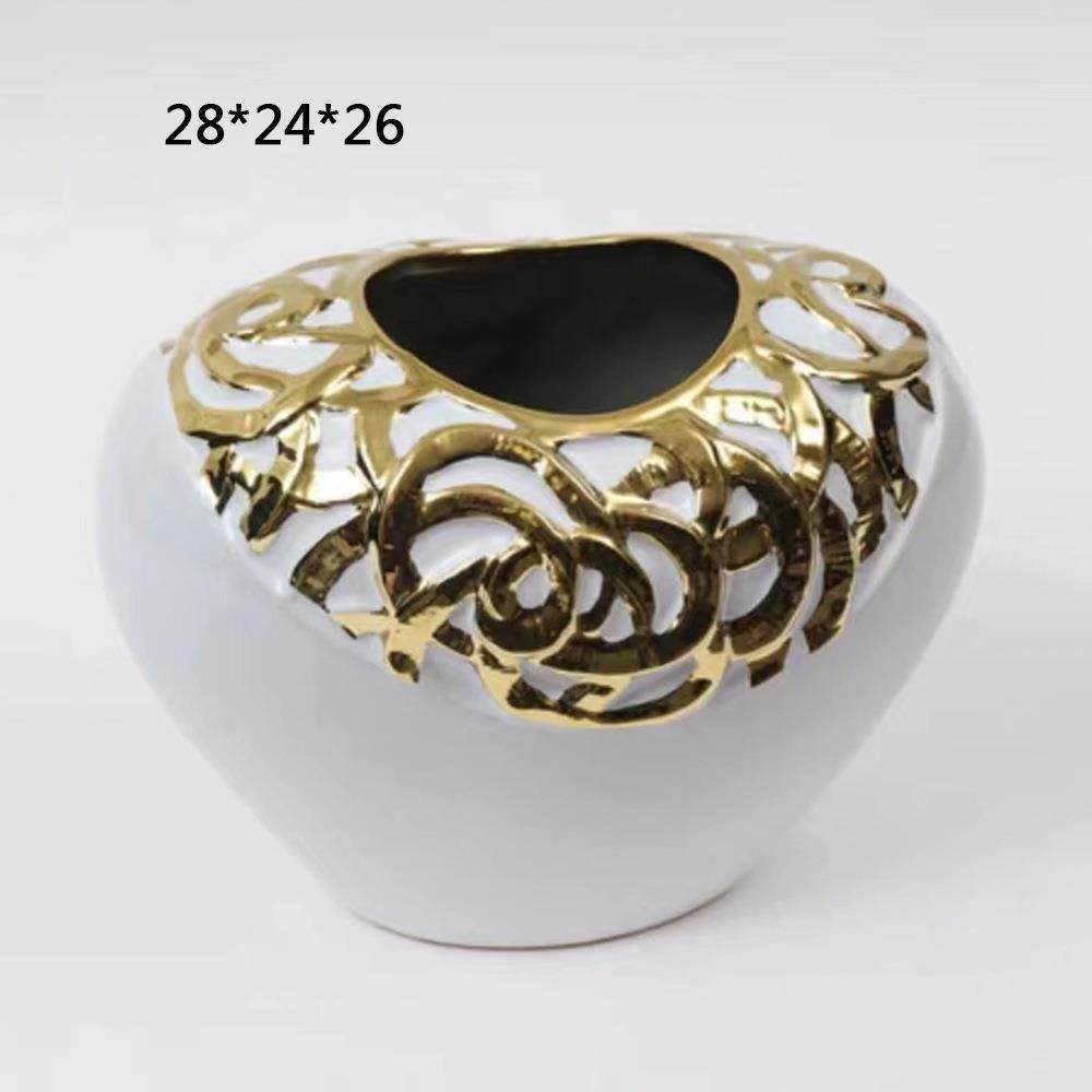 厅奢电镀金色银色陶瓷花插样板房轻客摆婚庆KTOXXV酒店花店花瓶件,淘宝优惠券,粉丝福利购,淘宝优惠卷