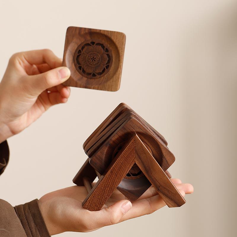 胡原木木茶杯杯垫实木质隔热垫创意功夫桃茶托具茶道配件茶205碟 - 图2