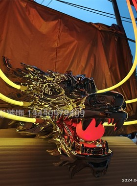 国潮玻璃钢龙头摆件大型雕塑中国龙酒吧KTV发光V现代装置艺术品