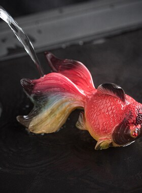 变色茶宠小金鱼摆件招财精品鸿运当头锦鲤鱼可养茶玩茶.桌茶台装
