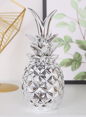 现代简约a菠萝陶瓷镀金饰品家居摆件饰品创意客厅书房酒柜摆件饰