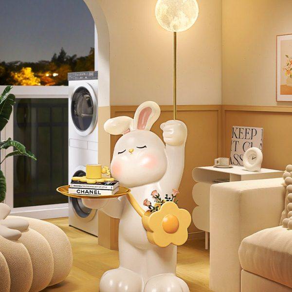大型兔子落地摆件客厅电视柜沙发旁边几可爱奶油风卧室床头落地灯,淘宝优惠券,粉丝福利购,淘宝优惠卷