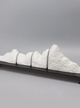 新中式现代轻奢创意铁艺陶瓷假山艺术品摆件客厅电视柜玄关装饰品