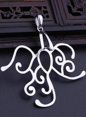 S925纯银吊坠空托随形吊坠托镶嵌蜜蜡琥珀绿松石吊坠银托纯银空托