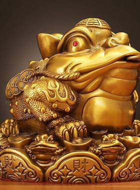 纯黄三铜聚财金蝉八方纳财足三办脚LYC金蟾招开业礼品公室财客厅