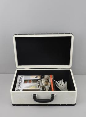 现客代简1395约木质革手提首饰室收纳盒皮桌面摆件厅卧软装家居装