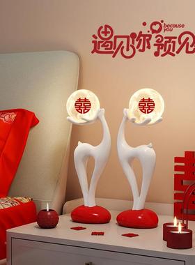福鹿结婚礼送人新物娘新闺新BJ2345蜜订婚婚长明灯实用婚房桌面装