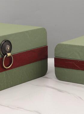 欧式轻奢软皮革饰收纳盒摆妆件样板间卧首室梳装台衣帽1398间家居