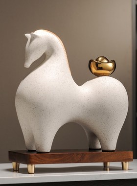 新中式国风马上有钱摆件马u客厅电视柜酒柜装饰品乔迁新居礼品送