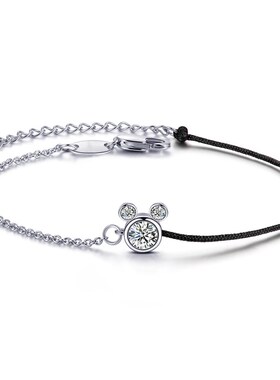 简约本命年红绳手链 玫瑰金锆石单钻手链女气质幸U运饰品一件代发