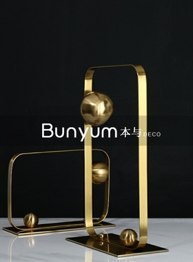 现代轻奢样板房间不n锈钢软装饰品家居客厅桌面创意艺术玄关柜摆