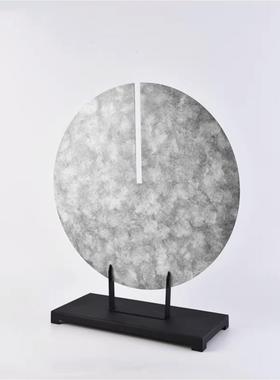 新中式轻奢样板房圆形铁艺复古摆件客厅大堂边柜云彩家居软装饰品