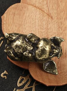 复古黄铜黑神话猪八戒十二生肖猪黄铜摆件仿古玩古铜器工艺收藏品