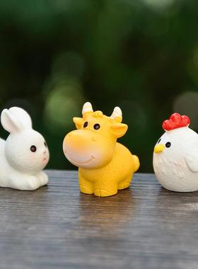 新款迷你十二生肖树脂小公仔玩偶摆件创意微景观DIY场景造景装饰