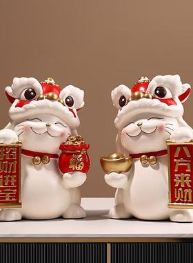 贝汉美醒狮摆件龙年舞狮客厅玄关电视柜家居装饰开业企业年会送礼