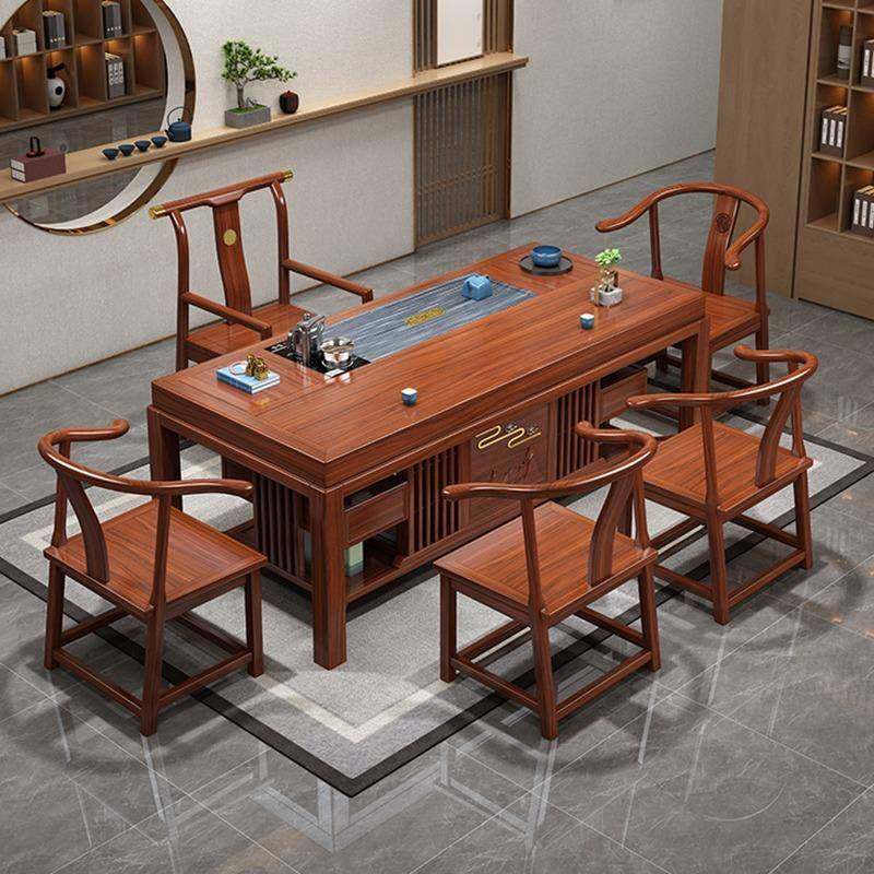新中式茶几桌椅组合客厅办公室全套简约一桌五椅加厚储物茶台,淘宝优惠券,粉丝福利购,淘宝优惠卷
