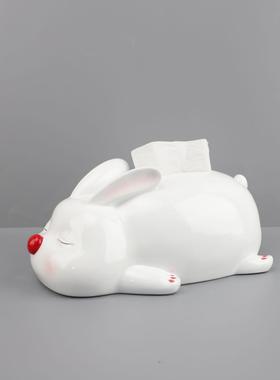 现代简约创意可爱熊猫纸巾盒摆件钥匙收纳桌面客厅玄关家居装饰品