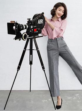 老式电影摄影机放映机模型铁皮三脚架照相机摆件店铺橱窗装饰品