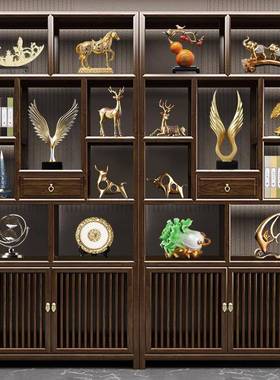 新中老板办公室摆件轻奢ltao7028大气书柜装桌饰柜品子工式艺品雅