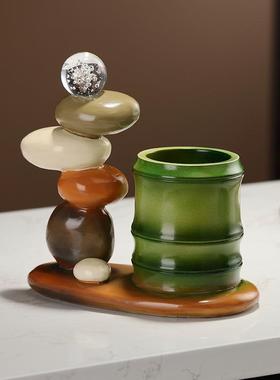 节节高升竹子笔筒摆件实用桌面书房办公室收纳送同学老师毕业送礼