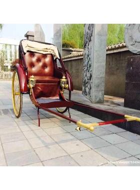 可拉客的民国旧老仿复古人力黄包车三轮摄影陈列景区东洋