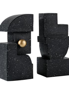 现代极简约样板间客厅书房酒柜博古架树脂书挡书靠书立装饰品摆设