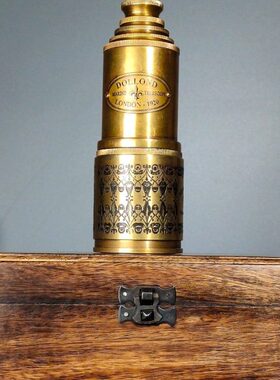 古玩回流纯铜手工单筒望远镜伸缩式复古高清望眼镜古董收藏