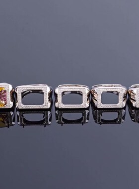 男戒托空b托925银戒指空托男款 水晶类枕长方戒子托银托镶嵌加工