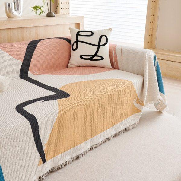 棉麻印花几何现代沙发巾沙发垫四季通用沙发盖布全包防滑盖巾套罩,淘宝优惠券,粉丝福利购,淘宝优惠卷