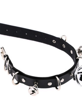 性感实验室【铃铛牵引绳项圈】pu皮锁骨项圈链男女性感颈圈cos