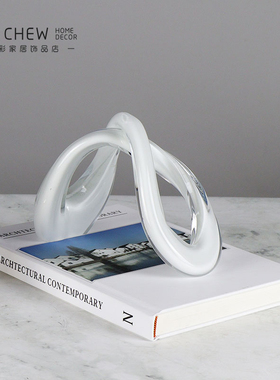 琉璃黑白创意交叉高档摆件简约现代F样板房软装饰品客厅玄关电视