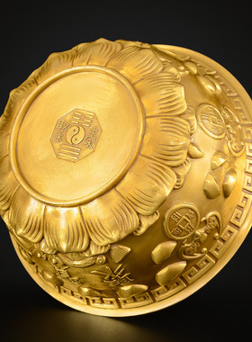 铜聚宝盆摆件纯铜客厅家用开业礼Z品大号铜盆