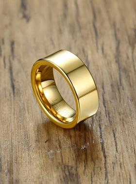 情人节大气金色简约光身钨钢z戒指男士钨金指环个性食指戒子刻字