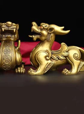 铜貔貅皮修貌g貅摆件七星飞天皮丘客厅店铺办公室创意动物装饰礼