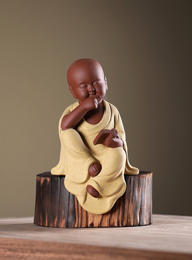 新中式创意可爱个m性禅意小和尚小沙弥家居装饰品客厅卧室书房摆