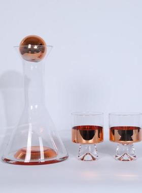 酒具北欧现代水晶玻璃金色灰色圆球形酒具售楼部样板间酒店醒酒器