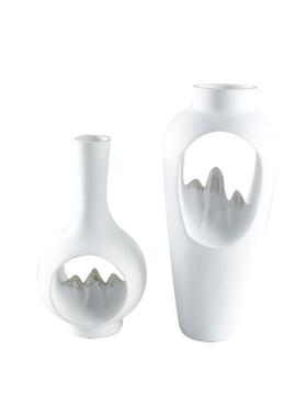 新中式客厅博古架酒柜玄关花器摆件样板房白色禅意花瓶软装饰品