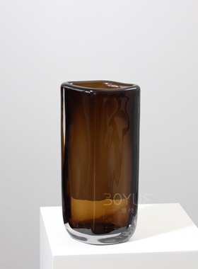 现代轻奢棕色简约菱形琉璃花瓶样板间餐桌吧台玄关沙发家居装饰品