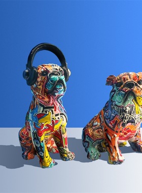 彩色狗潮流摆件家居装饰r品酒柜电视柜创意办公室艺术个性轻奢摆