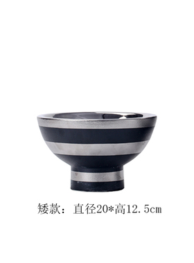 现代条纹陶瓷花盆花器 客厅餐桌样板房软装L摆件 北欧高脚花瓶果