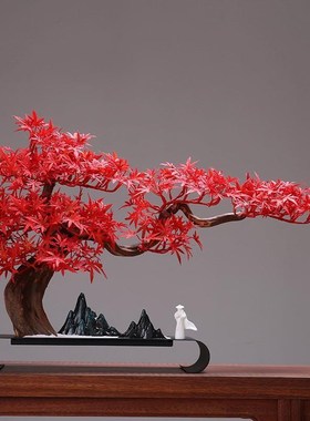 新中式玄关迎客松i摆件办公桌面枯山水家居装饰客厅禅意酒店工艺