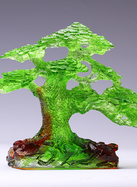 琉璃基业常青树迎客松客厅书x房定制开业祝寿礼品摆件轻奢生日礼