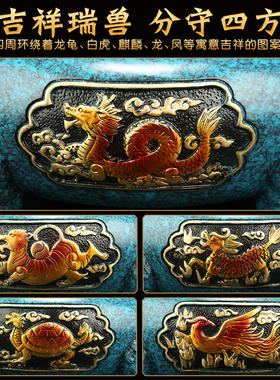 九转乾坤炉全e铜龙纹鼎摆件聚宝盆新中式办公室家居客厅玄关装饰