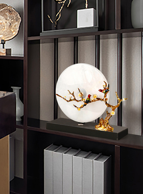 新中式摆件玉石平安扣喜上眉梢家居客厅玄关软装饰品X乔迁新居礼